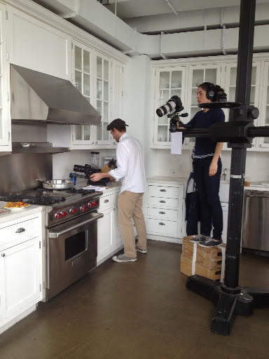 Philip, our videographer, and a photo tech set up the shot