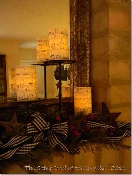 Christmas Mantle with Music Candles close up