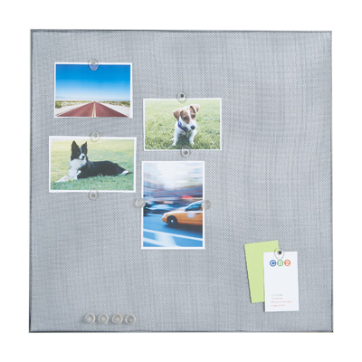 Keep important forms and invitations in view with either magnets or pushpins on this message board. Tacktile Message Board, $29.95, cb2.com [photo courtesy of CB2]