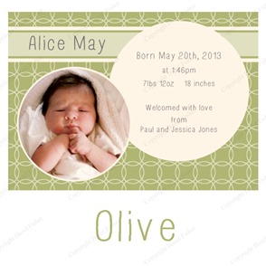 BA003 Circles printable birth photo announcement 2