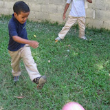 Alexander focuses on kicking the ball.