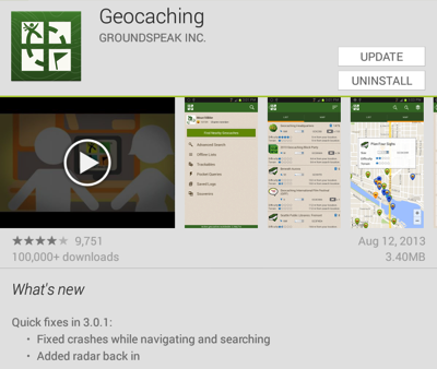 geocaching301android.png Geocaching version 3.0.1 for Android