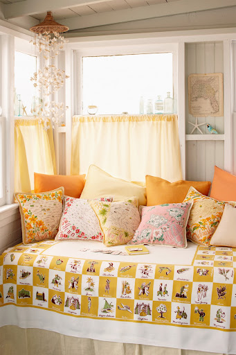 Map textiles make great pillows. (Martha Stewart Living, July 2010)