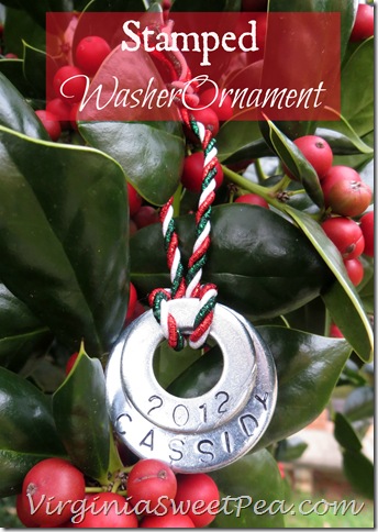 Stamped Washer Christmas Ornament by Virginia Sweet Pea Stamped Washer Christmas Ornament by Virginia Sweet Pea