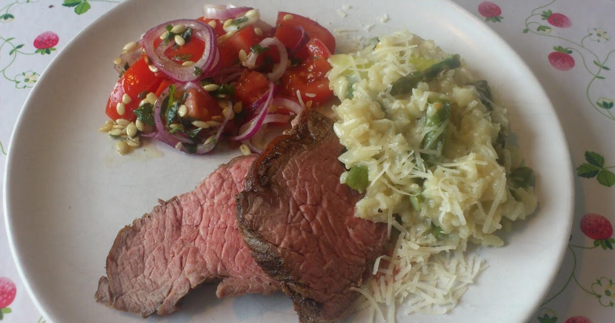 anjos mat: Helstekt entrecote med sparrisrisotto