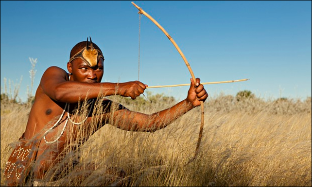 A Kalahari bushman: 700 tribes&shy;people have been exiled to settlements on the edge of the park, forbidden to hunt. Photo: Michele Westmorland / Getty Images