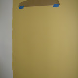 The other side of the kitchen pantry wall, in the living room, with the new entryway outlined on it