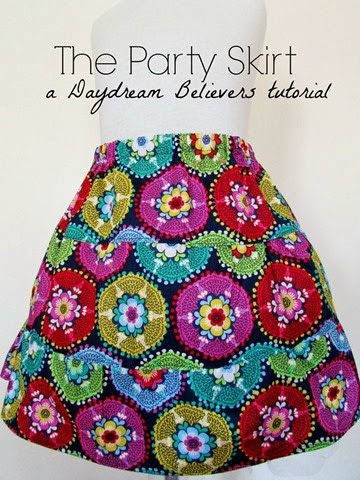 FREE Pattern and Tutorial from Daydream Believers: The Party Skirt a three tier gathered twirl skirt www.daydreambelieversdesigns.com