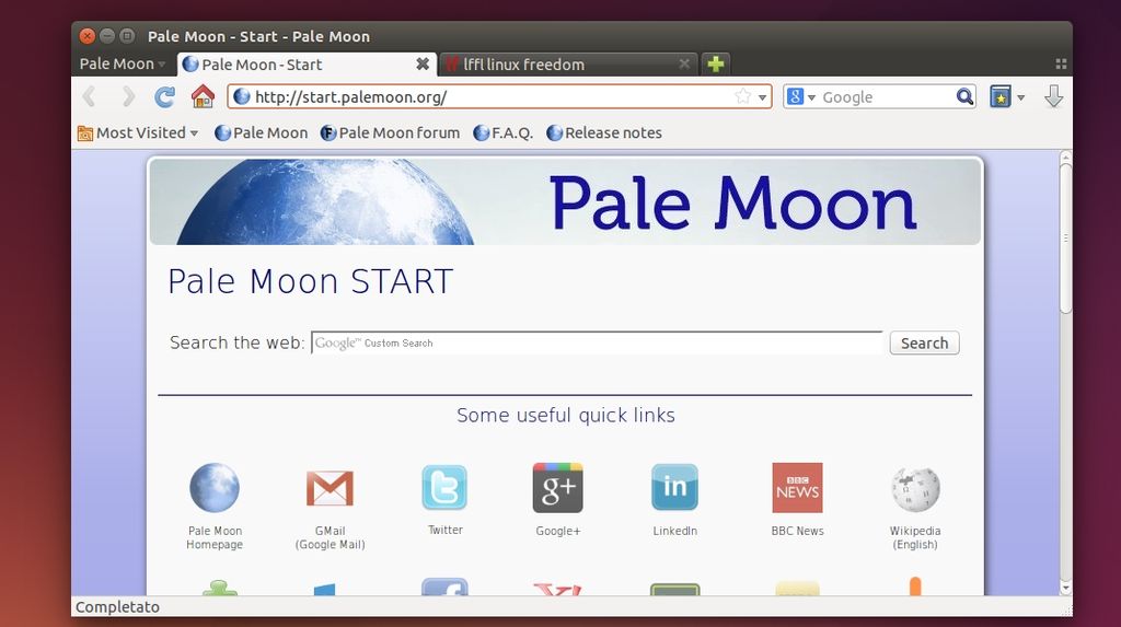 Pale Moon in Ubuntu Linux