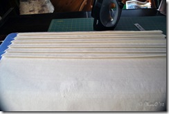 Folding along the stitched lines and then pressing in the fold. Folding along the stitched lines and then pressing in the fold.