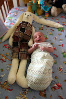 Oscar with Raggy Rabbit (made by Mom)