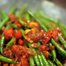 Sauteed Haricots Verts, Red Bell Peppers, and Pine Nuts