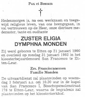 Monden, Eligia Dymphna Zuster Rouwadvertentie.jpg