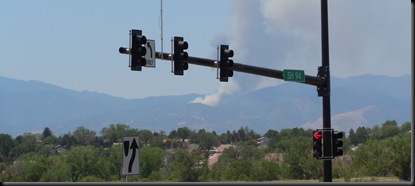 forest fire viewed from junction of Hwys 94 & 24; Colorado Springs