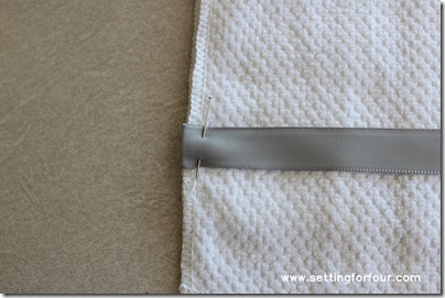 DIY French Gray Tea Towels from Setting for Four #diy #tutorial #tea #towel #gray #ribbon #target #dwellstudio