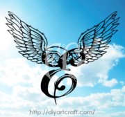 E wings in the sky alphabet tattoo by diyartcraftcom 
