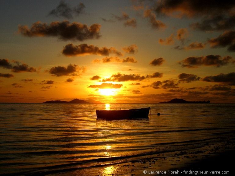 Seychelles boat sunset