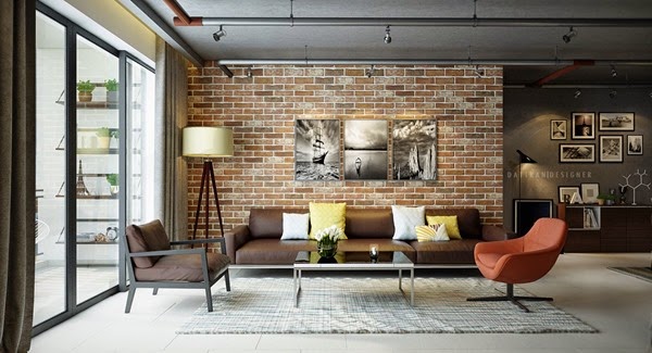 Diseño de apartamentos con pared de ladrillo expuesto idecorar