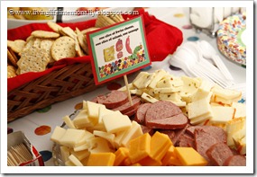 Cheese & Summer Sausage with crackers for Hungry Caterpillar Party