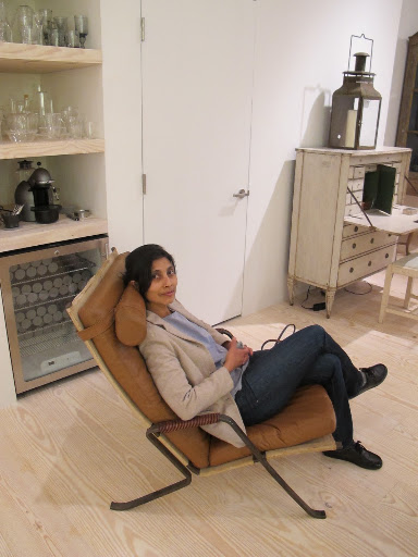 Ayesha looks right at home in this Grasshopper lounge chair.