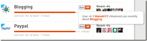 Showing How to Give +K in a Topic on Klout