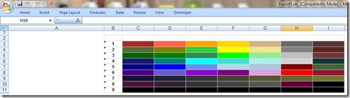 Denali SSRS colour matrix xls format