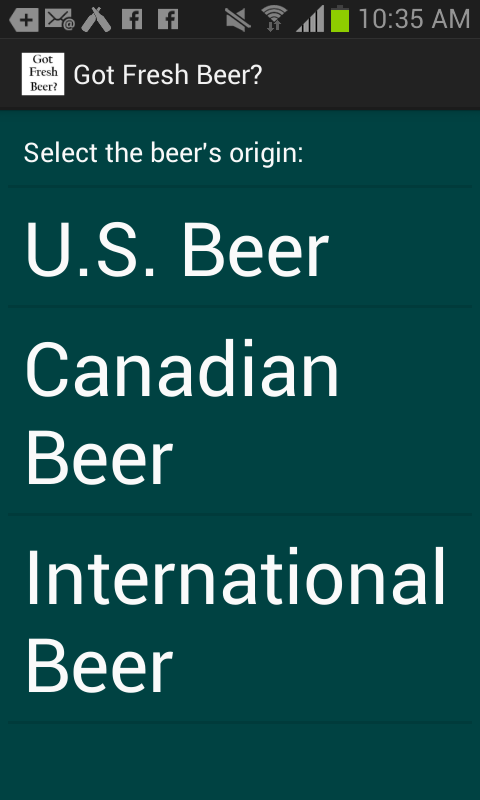 Android application Fresh Beer Only screenshort