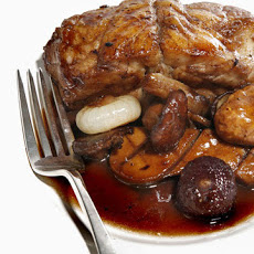 Braised Monkfish with Wild Mushrooms and Cipollini Onions