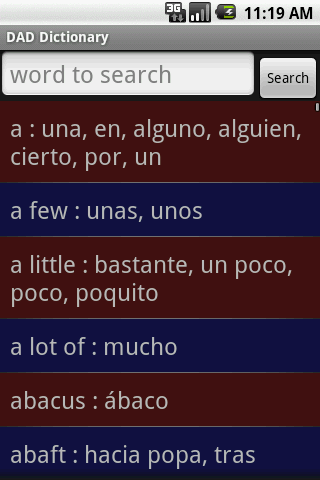 DAD dictionary English Spanish