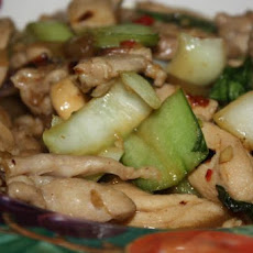 Ginger-Sesame Chicken With Bok Choy, Onion and Mushrooms