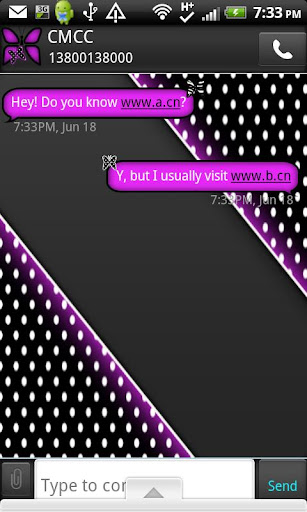 GO SMS THEME PurpPolkaDot