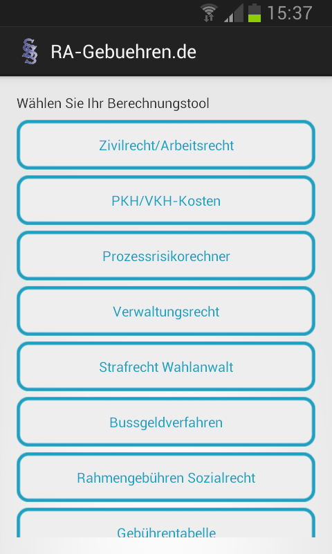 Android application Rechtsanwaltsgebühren.de Profi screenshort