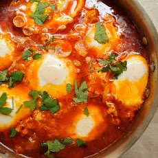 Moroccan Merguez Ragout with Poached Eggs