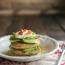 Chickpea Cakes with Shaved Asparagus and Yogurt