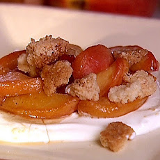 Stovetop Peaches with Streusel Topping and Zesty Sour Cream