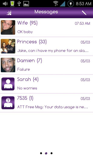 Go SMS Themes: Purple Metallic