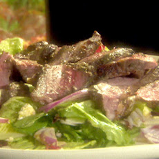Grilled Butterflied Leg of Lamb with a Romaine, Feta, Lemon Vinaigrette Salad