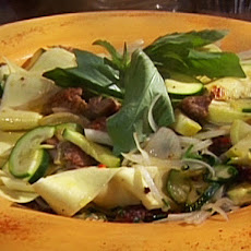 Zucchini and Squash Pasta with Sweet Italian Sausage and Pappardelle