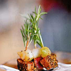 Peppery Beef Kebabs with Braised Pearl Onions