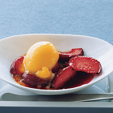 Broiled Plums with Mango Sorbet