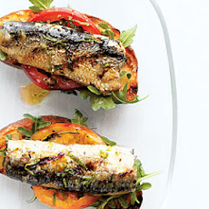 Grilled Sardine, Tomato, and Mint Bruschetta