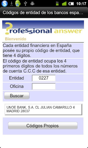 Códigos Bancarios Españoles