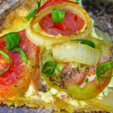 Zweibelkuchen (avec tomatoes in the summer, sans in the winter)