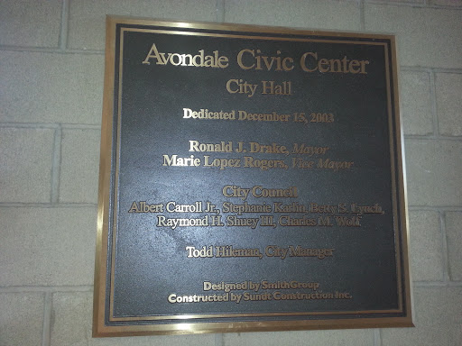 Avondale Civic Center Plaque