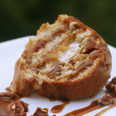Apple Bundt Cake with Cream Cheese Filling and Caramel Pecan Glaze