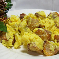 Sausage and Cheese Balls Breakfast Scramble