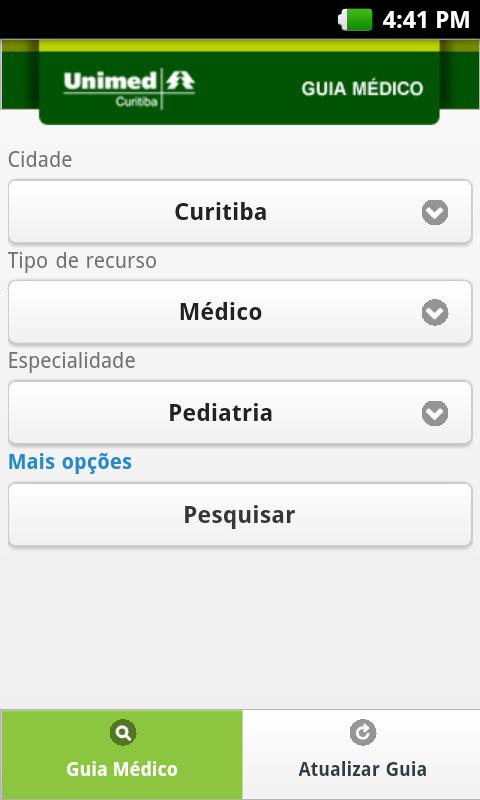 Android application Unimed Curitiba Mobile screenshort