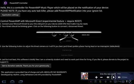 PowerAMP Status Bar Controller