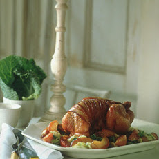 Guinea Hen with Bacon, Cabbage, and Apples