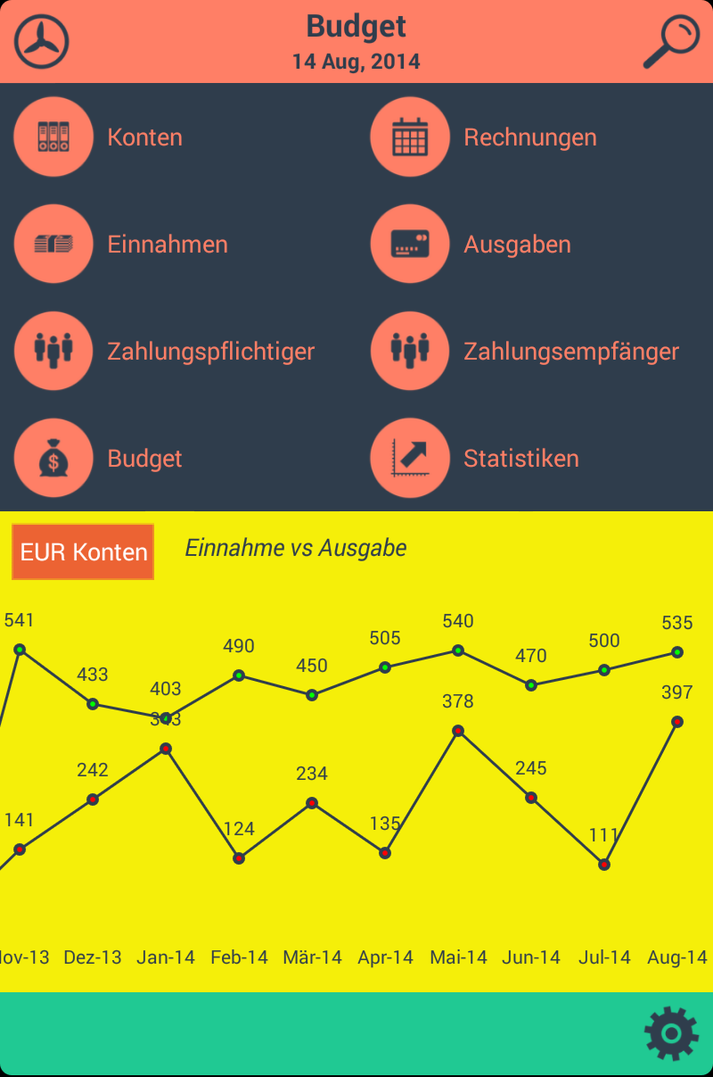 Android application Home budget with sync screenshort